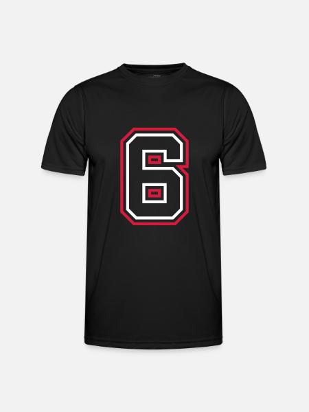 6 Numéro de numéro - T-shirt sport Homme - noir