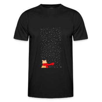 Schneekatze getigert (lang) - Männer Funktions-T-Shirt - Schwarz - Vorne - AI Model Male 178 dark (178cm)