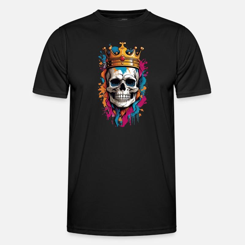 Skull with Crown Graffiti - Men's Functional T-Shirt - black