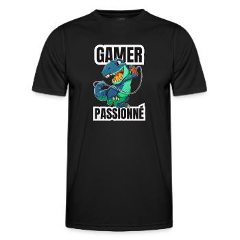 gamer passionné - T-shirt sport Homme - noir - Devant - AI Model Male 178 dark (178cm)