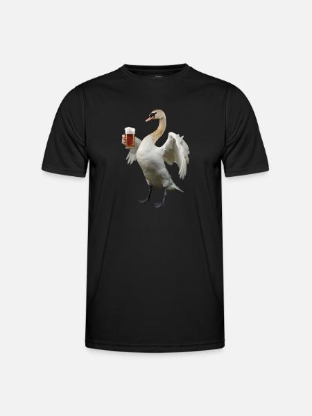 Schwan Bier - Männer Funktions-T-Shirt - Schwarz