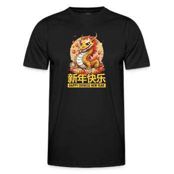 Year Of The Dragon Happy Chinese New Year 2024 - Men's Functional T-Shirt - black - Front - AI Model Male 178 dark (178cm)