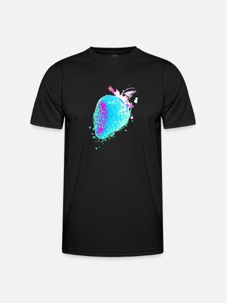 Erdbeere, blau, popart, artwork,blaue erdbeere - Männer Funktions-T-Shirt - Schwarz