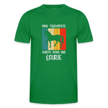 mon thérapeute habite une écurie - T-shirt sport Homme - vert - Devant - AI Model Male 178 dark (178cm)