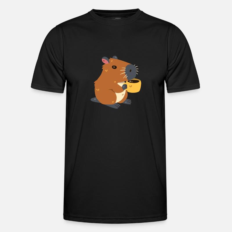Capybara trinkt Kaffee Männer Funktions-T-Shirt