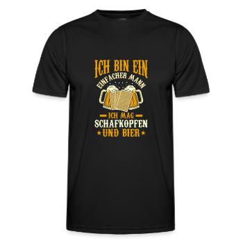 Schafkopf und Bier Kartenspiel Schafkopfen - Männer Funktions-T-Shirt - Schwarz - Vorne - AI Model Male 178 dark (178cm)