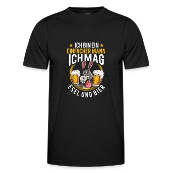 Esel und Bier Spruch Bauernhof - Männer Funktions-T-Shirt - Schwarz - Vorne - AI Model Male 178 dark (178cm)