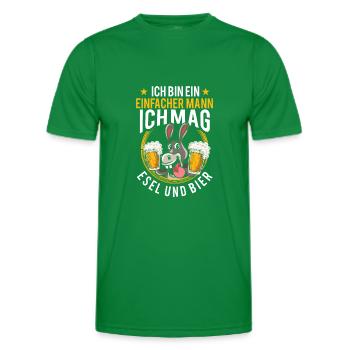 Esel und Bier Spruch Bauernhof - Männer Funktions-T-Shirt - Kelly Green - Vorne - AI Model Male 178 dark (178cm)
