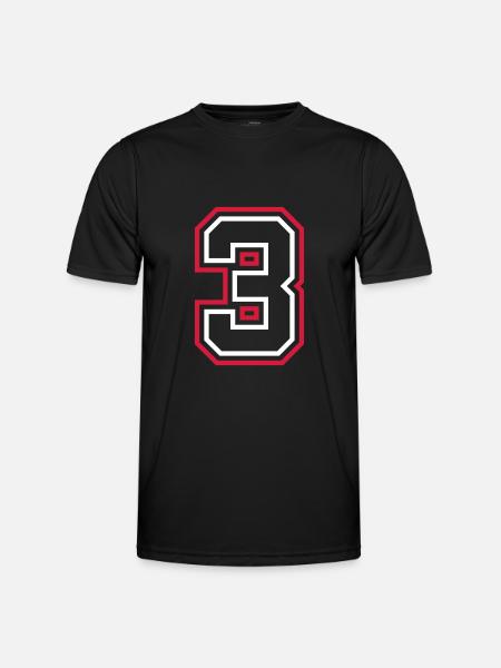 3 Numéro de numéro - T-shirt sport Homme - noir