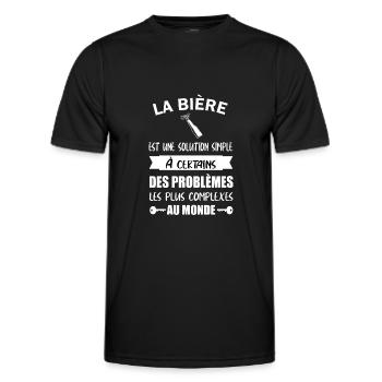 La bière est une solution simple t-shirt homme - T-shirt sport Homme - noir - Devant - AI Model Male 178 dark (178cm)