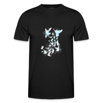deaf,deaf,birds,flock of birds,white,graffiti - Men's Functional T-Shirt - black - Front - AI Model Male 178 dark (178cm)