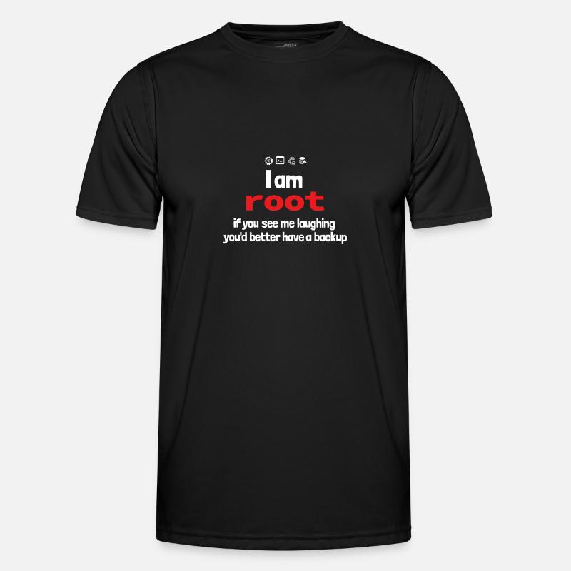 root backup - laughing - Männer Funktions-T-Shirt - Schwarz