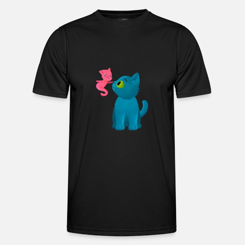 Cute Cat and Ghost Männer Funktions-T-Shirt