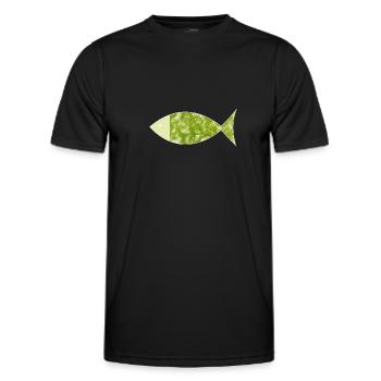 Fish Ichthys Nature Print Fishing Jesus Fish - Men's Functional T-Shirt - black - Front - AI Model Male 178 dark (178cm)