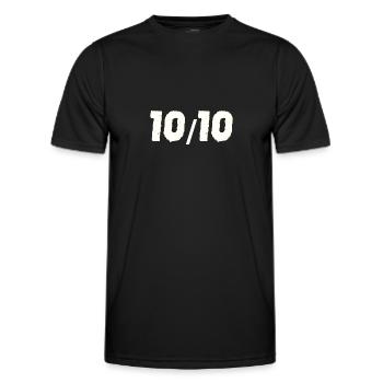 10/10 ten out of ten 10 out of 10 gift idea - Men's Functional T-Shirt - black - Front - AI Model Male 178 dark (178cm)