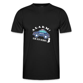 Alarm ich bin schon 3 Polizei - Männer Funktions-T-Shirt - Schwarz - Vorne - AI Model Male 178 dark (178cm)