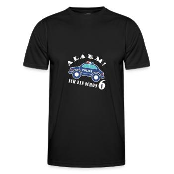 Alarm ich bin schon 6 Polizei - Männer Funktions-T-Shirt - Schwarz - Vorne - AI Model Male 178 dark (178cm)