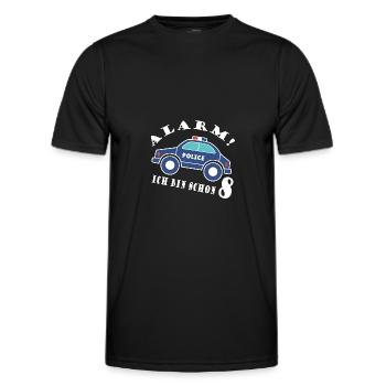Alarm ich bin schon 8 Polizei - Männer Funktions-T-Shirt - Schwarz - Vorne - AI Model Male 178 dark (178cm)