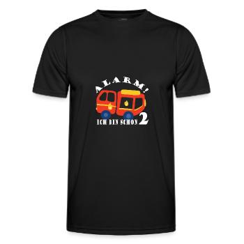 Alarm ich bin schon 2 Feuerwehr - Männer Funktions-T-Shirt - Schwarz - Vorne - AI Model Male 178 dark (178cm)