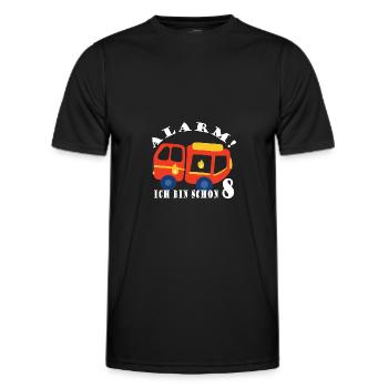 Alarm ich bin schon 8 Feuerwehr - Männer Funktions-T-Shirt - Schwarz - Vorne - AI Model Male 178 dark (178cm)