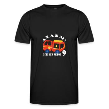 Alarm ich bin schon 9 Feuerwehr - Männer Funktions-T-Shirt - Schwarz - Vorne - AI Model Male 178 dark (178cm)