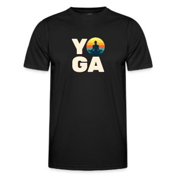 Regenbogen-Retro-Schriftzug Yoga mit Ornamenten - Männer Funktions-T-Shirt - Schwarz - Vorne - AI Model Male 178 dark (178cm)