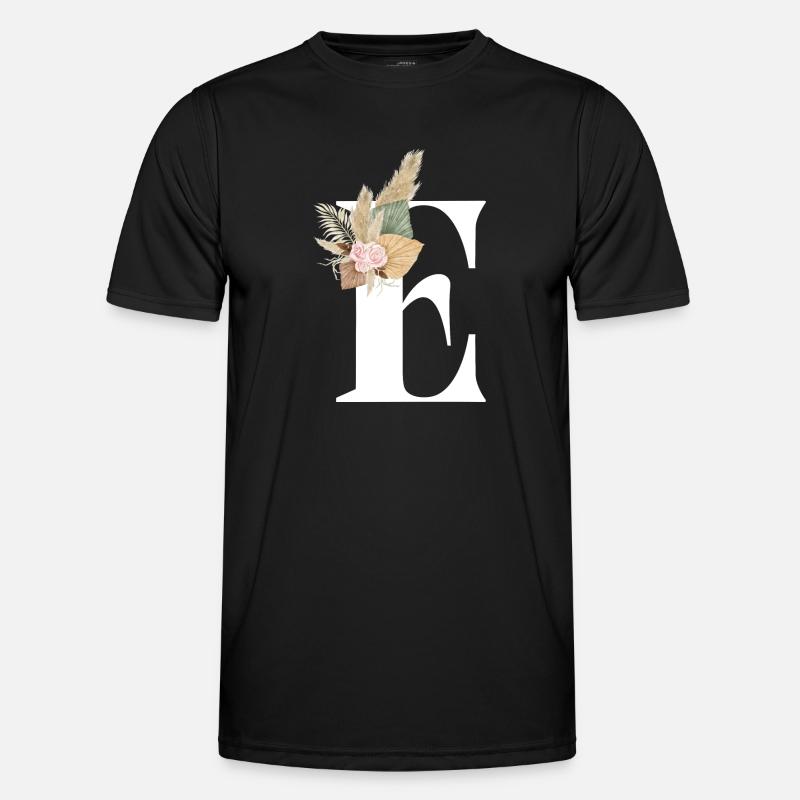 flowery letter E - Men's Functional T-Shirt - black