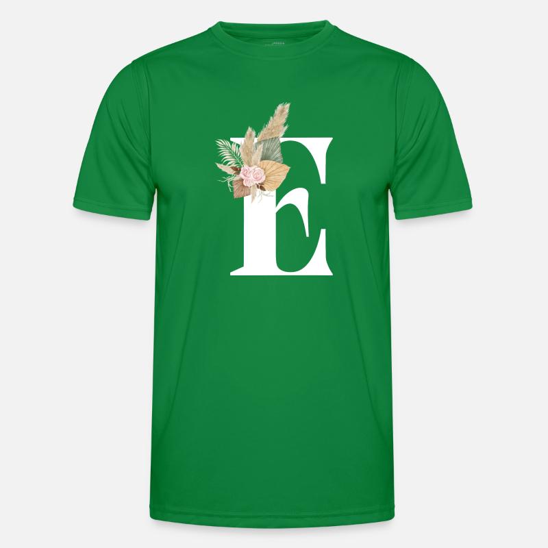 blumiger Buchstabe E Männer Funktions-T-Shirt