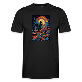 Trippy Explosion - Psychedelic Motif - Men's Functional T-Shirt - black - Front - AI Model Male 178 dark (178cm)