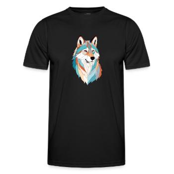 Wolf Vektor Kunst mit lebendiger Farbe Illustration - Männer Funktions-T-Shirt - Schwarz - Vorne - AI Model Male 178 dark (178cm)