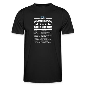 Chauffeur de bus tarif horaire t-shirt - T-shirt sport Homme - noir - Devant - AI Model Male 178 dark (178cm)