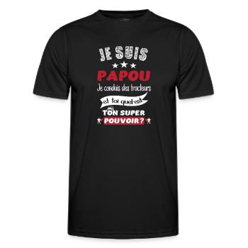 Je suis papou tracteur t-shirt agriculteur paysan - T-shirt sport Homme - noir - Devant - AI Model Male 178 dark (178cm)