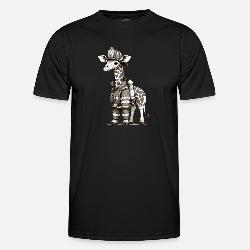 Cute Giraffe Firefighter - Männer Funktions-T-Shirt - Schwarz