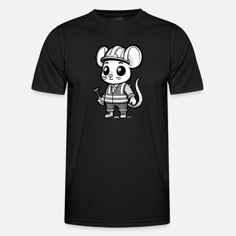 Cute Mouse Construction Worker - Männer Funktions-T-Shirt - Schwarz