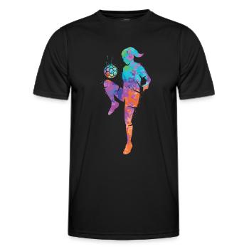Fußball spielen Fußballerin Mädchen Fussball - Männer Funktions-T-Shirt - Schwarz - Vorne - AI Model Male 178 dark (178cm)