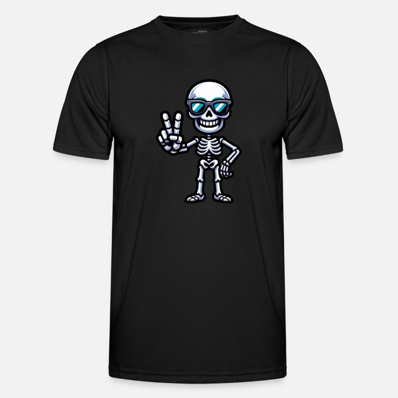 Skelett Peacezeichen Männer Funktions-T-Shirt