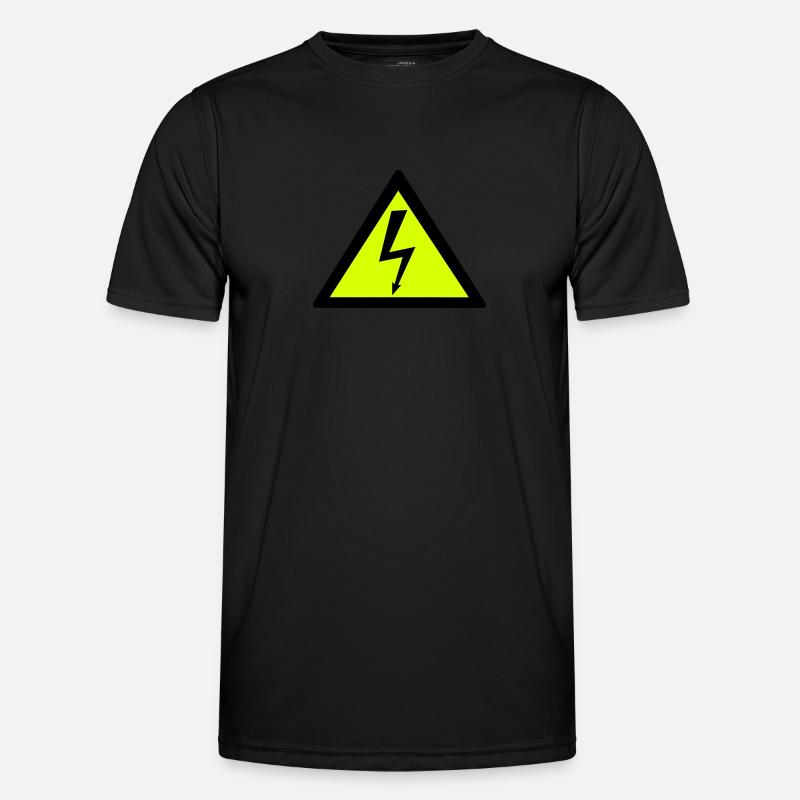 Schild Strom Blitz Hochspannung - Männer Funktions-T-Shirt - Schwarz