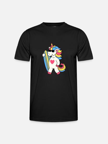 ENHJØRNING SURFING ENHJØRNING SURFING SURFBRÆT MOTIV - Funktionsshirt til herrer - sort