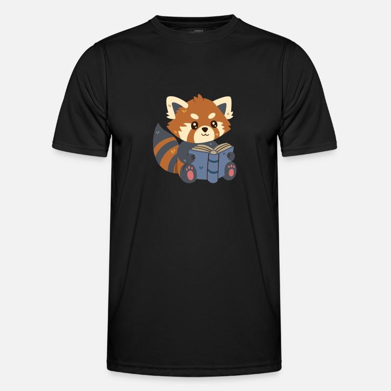 Roter Panda liest ein Buch - Männer Funktions-T-Shirt - Schwarz