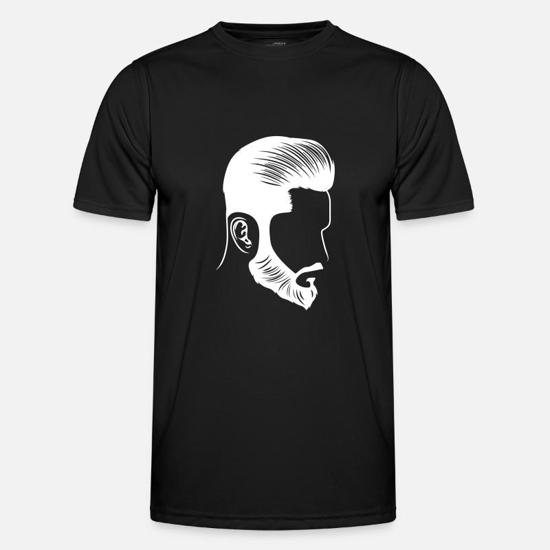 hairstyle style model beard head - Men's Functional T-Shirt - black