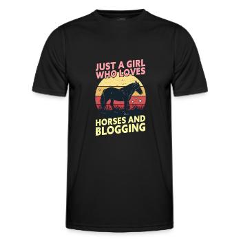 Juste une fille qui aime les chevaux et les blogs - T-shirt sport Homme - noir - Devant - AI Model Male 178 dark (178cm)