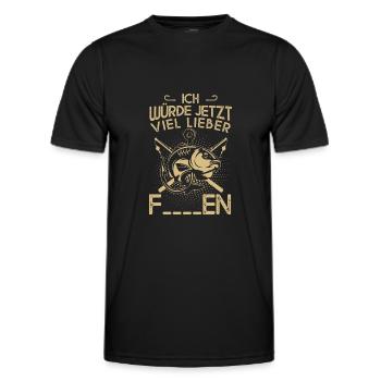 I would much rather fish now - Men's Functional T-Shirt - black - Front - AI Model Male 178 dark (178cm)