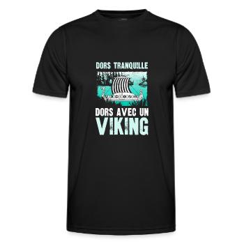 dors tranquille dors avec un viking - T-shirt sport Homme - noir - Devant - AI Model Male 178 dark (178cm)