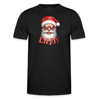 Père Noël profiter - T-shirt sport Homme - noir - Devant - AI Model Male 178 dark (178cm)