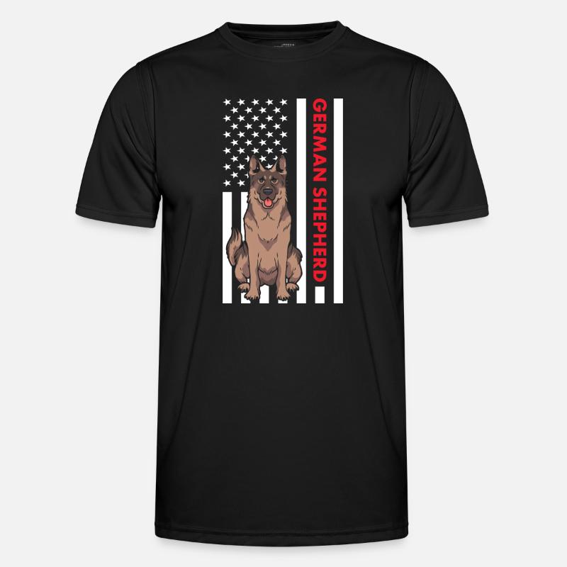 German Shepherd Us Flag - Men's Functional T-Shirt - black
