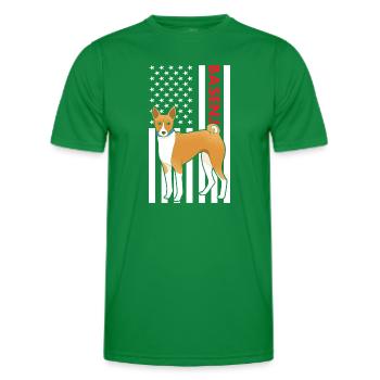 Chien Basenji Us drapeau - T-shirt sport Homme - vert - Devant - AI Model Male 178 dark (178cm)