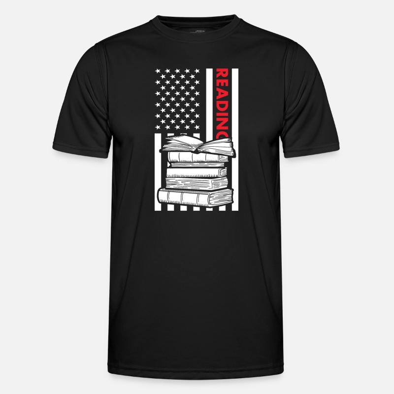 Reader Us Flag Reading - Männer Funktions-T-Shirt - Schwarz