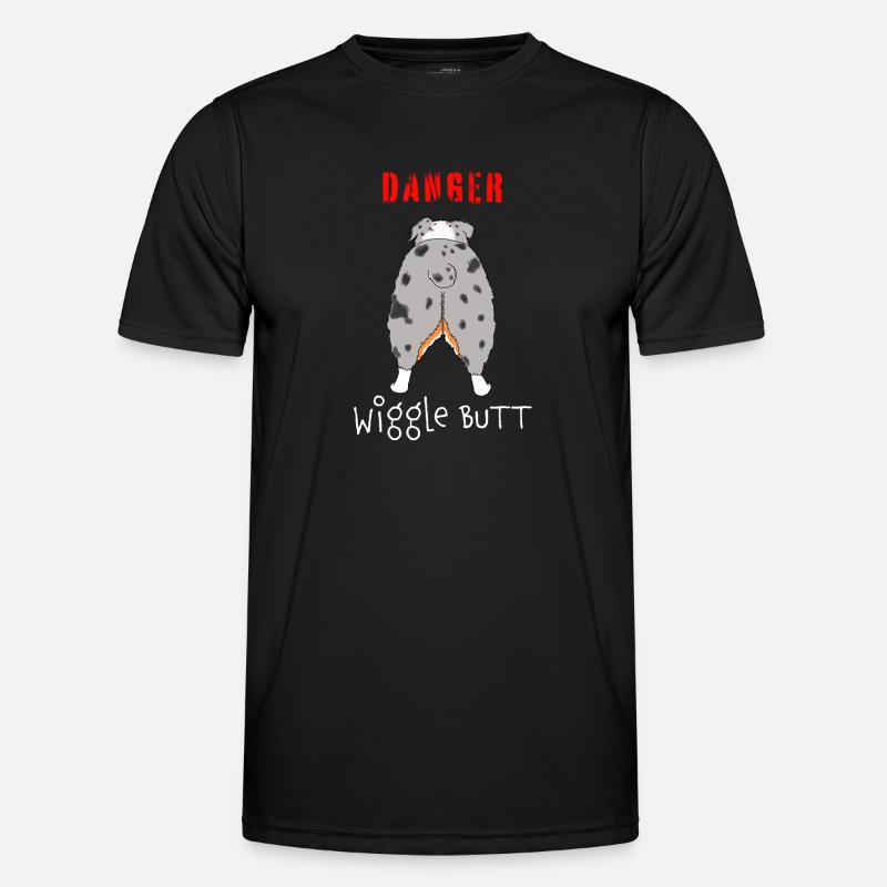 Danger Wiggle Butt Australian Shepherd Männer Funktions-T-Shirt