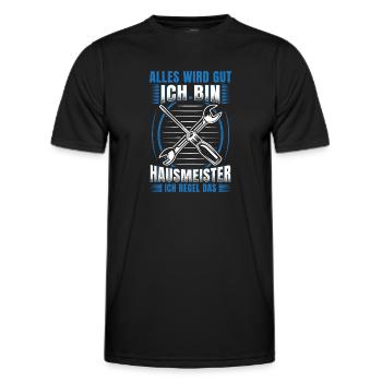 Haustechniker Alles wird gut ich bin Hausmeister - Männer Funktions-T-Shirt - Schwarz - Vorne - AI Model Male 178 dark (178cm)