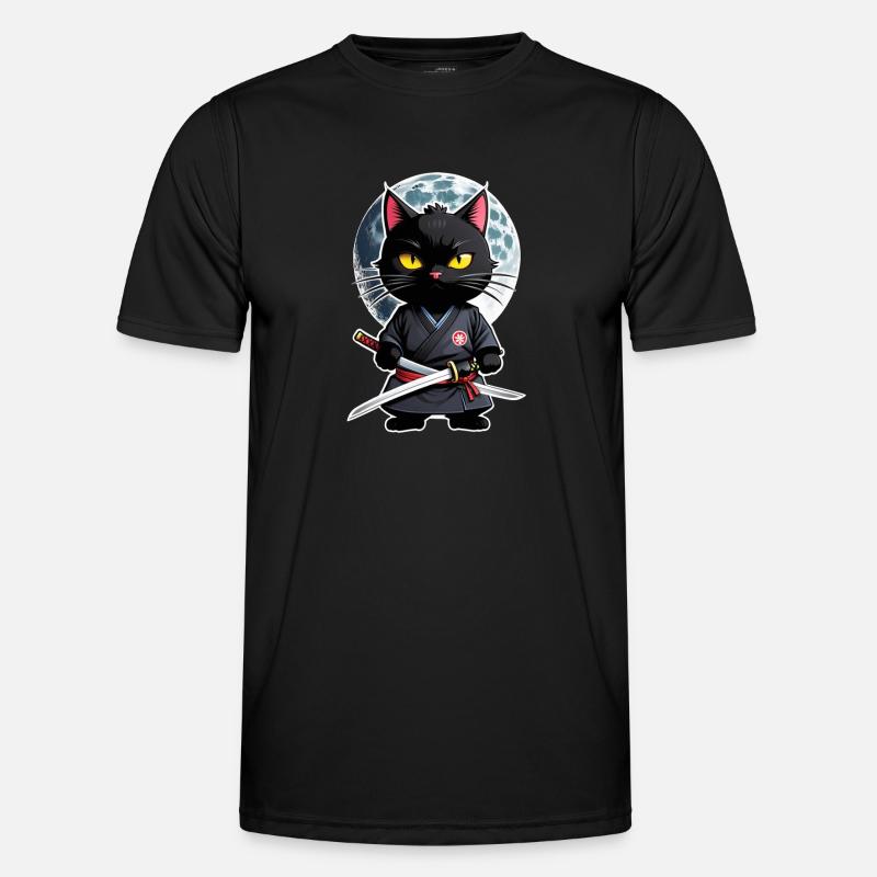 Ninja Katze - Samurai Kätzchen - Männer Funktions-T-Shirt - Schwarz